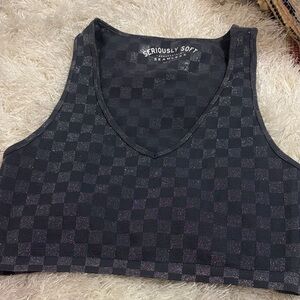 Aeropostale Black Checkered Crop Top